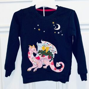 🐉 2T Navy Blue w/ Pink Dragon & Baby Dragon 🩷  Embroidered Sweater Crewneck